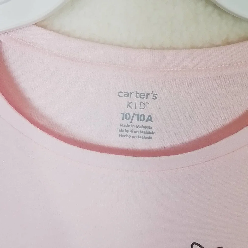 Carter's Kid Long Sleeve Cotton T-Shirt Girl's Size 10‎ Pink w/ Jungle Theme